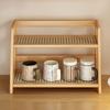2 Layer Countertop Organizer Multipurpose Bamboo Storage Shelf Retro Kitchen Rack