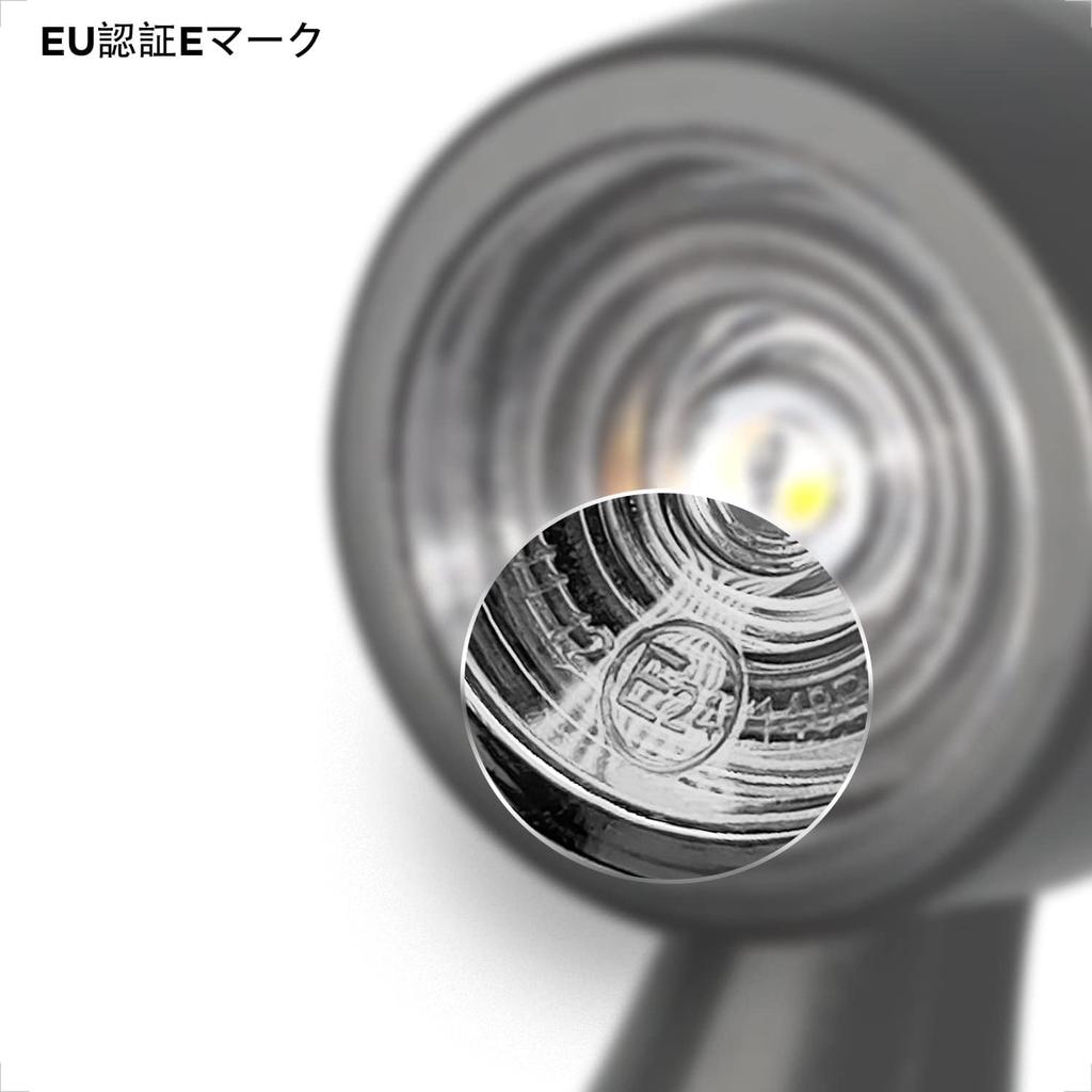 Evermotor Motorcycle LED Turn Signal, Small, , Black Case, High Brightness Direction Signal, Round, Waterproof, EU Certified, E-Mark (2 Pieces)