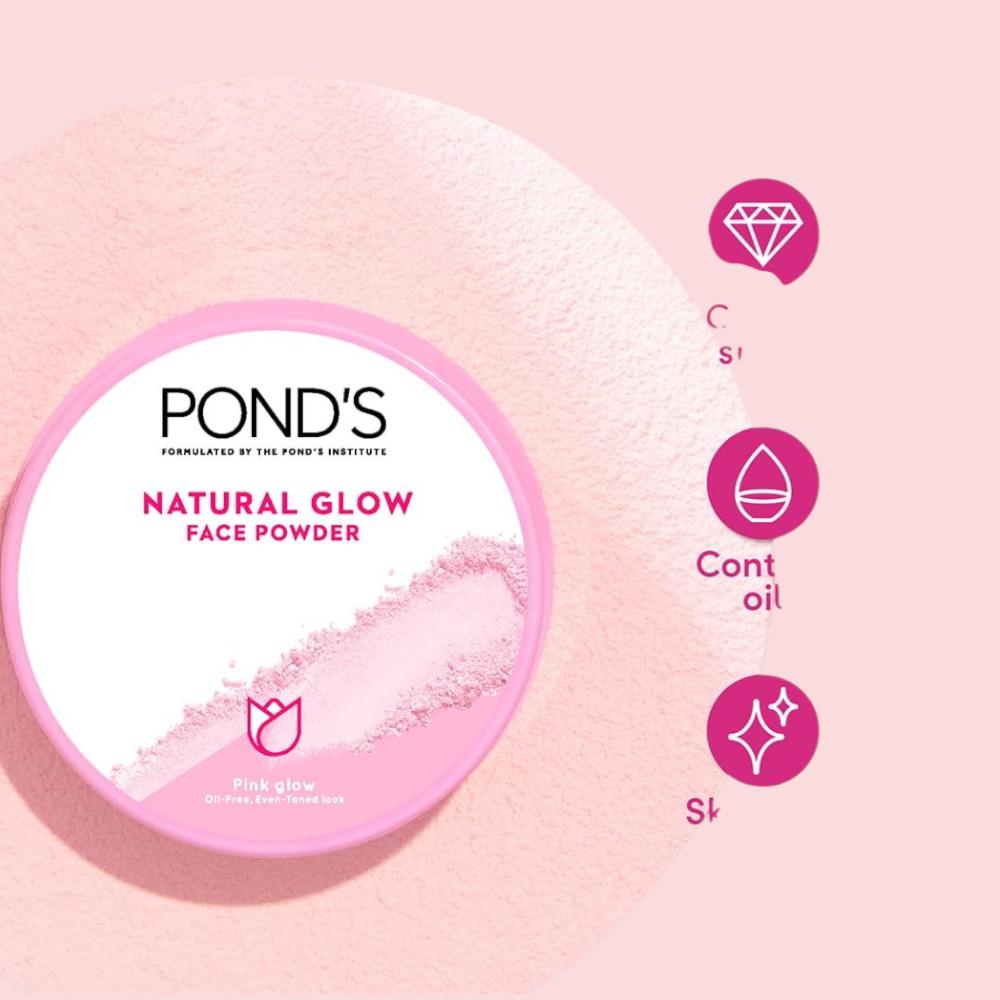 POND'S Матовая пудра для лица Natural Glow Pink Glow 30 г для ровного тона кожи и контроля жирности, маскирует пигментные пятна, шелковистый финиш