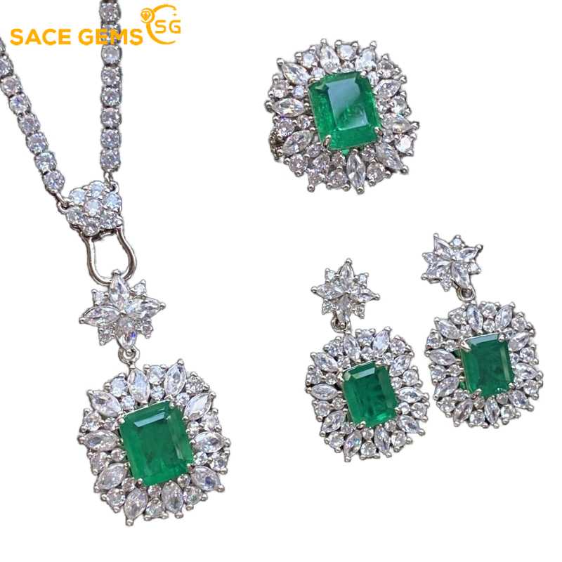 Sace Gems Классические кольца из медного сплава с цирконием, серьги, кулон, ожерелье, комплекты ювелирных изделий, подарки для свадебной вечеринки