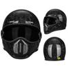 Carbon Fiber Retro Full Face Motorcycle Helmet Men Women Vintage Pig Nose Style Small Shell Cruiser Harley