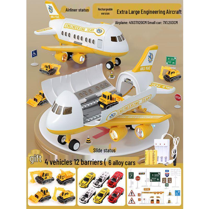 Extra Large Transforming Airplane Toy with Music and Storage Features for Kids