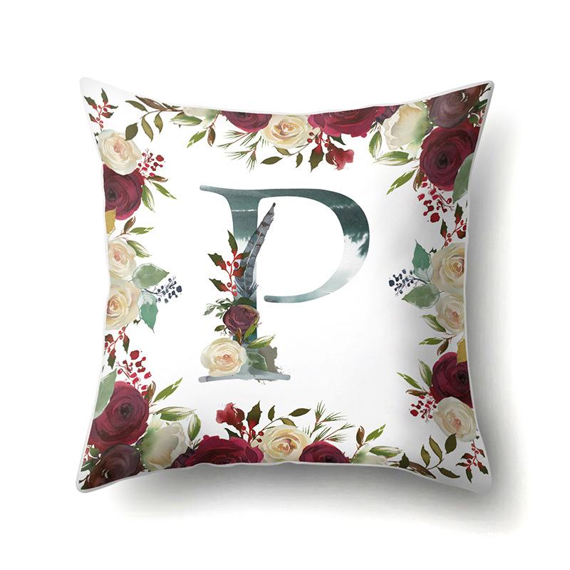 Полиэстеровая наволочка Американский Ретро Цветок Растение 26 Английских Букв Наволочка для Подушки Автомобильная Наволочка