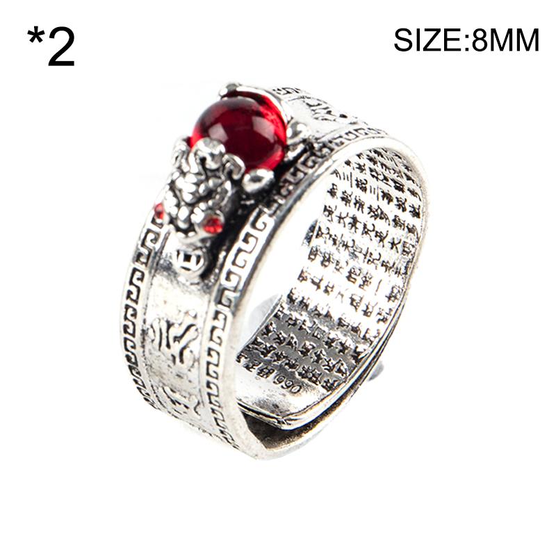 Китайский фэн-шуй Pixiu кольцо винтажное посеребренное сердце сутра амулет защита богатство удача открытое регулируемое кольцо буддийские украшения для женщин мужчин подарок