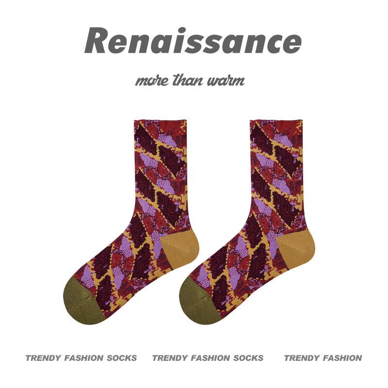 Женские носки Renaissance Polka Dot Combed Cotton Mid-Socks — дышащие, впитывающие пот, модные, облегающие, для студентов