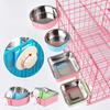 Easy To Clean Stainless Steel Cat Bowl Hangable Anti Rollover Hamster Food Feeder Cage Accessories Cat Food Basins Cat