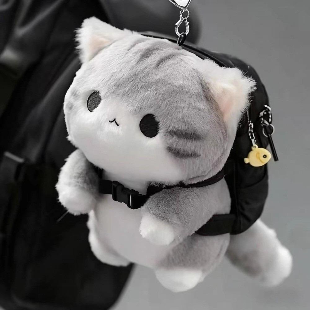 Soft Plush Doll Key Ring PP Cotton Cute Pet Pendant Mini Grey Cat Key Chain Women