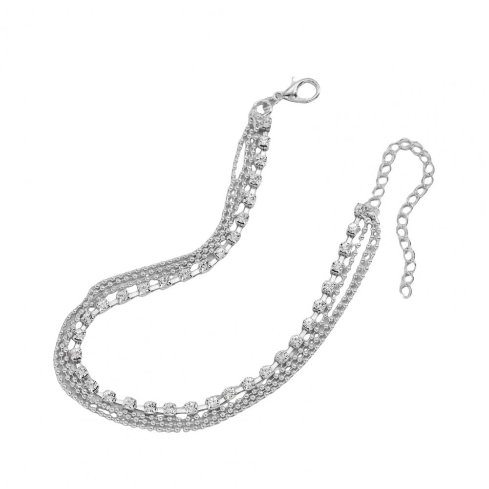 Women Daily Wear Anklet Elegant Multi-layered Rhinestone Women's Anklet with Adjustable Length Polished for Birthdays for Her