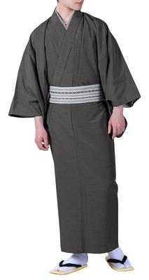 Кимоно из однотонного эпонжа [Kyouetsu], моющееся, одежда, ткань, мужская (3л, Чернила)