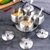 1/3/4Pcs Stainless Steel Seasoning Jars with Lid Condiment Bowls Spice Container Salt Sugar Bowl Household Kitchen Supplies