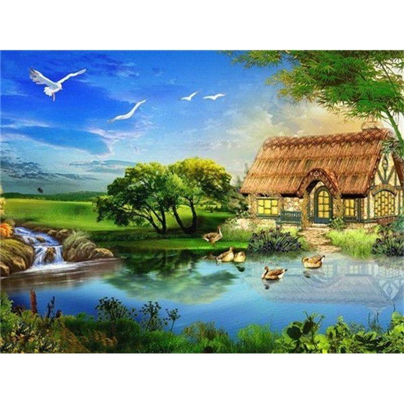 Алмазная картина «Дерево», полный круглый набор со стразами, алмазная вышивка, пейзажная мозаика, летняя вышивка крестом, настенное искусство