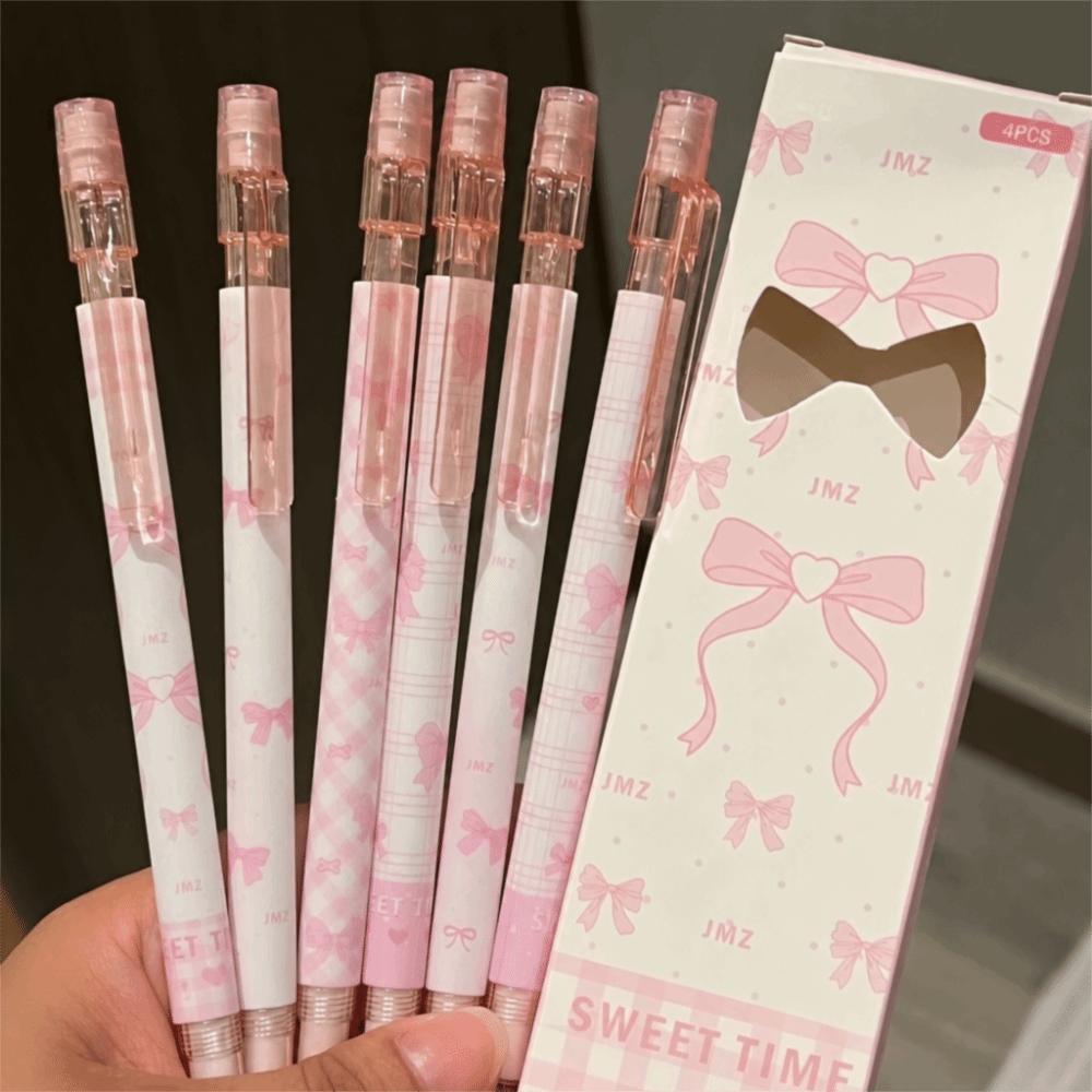 4PCS/Set Bow Series 2B Pencils with Eraser Top Writing Pencils Kawaii Automatic Pencils  Gift