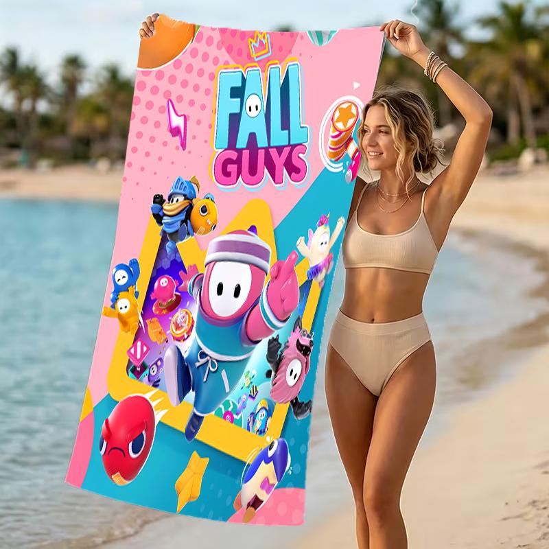 Beach Towel with Fall Guys game Pattern - soft,absorbent,machine washable Lightweight&Modern,swimming,Travel Essentials