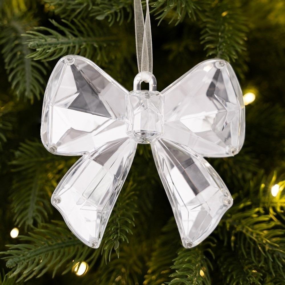 Acrylic Christmas Hanging Bowknot Home Decor Holiday Gift Christmas Tree Crystal Decor Christmas
