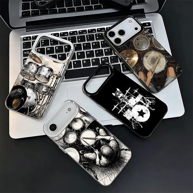 Drum Set Rock Music Shockproof Phone Case for iPhone 17 Air 16 16E 15 Pro Max 14 Plus 13 Mini 12 Back Cover Anti Fall Fundas