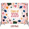 2D Class of 2026 Grad Banner, Cute Pink Background with Stars