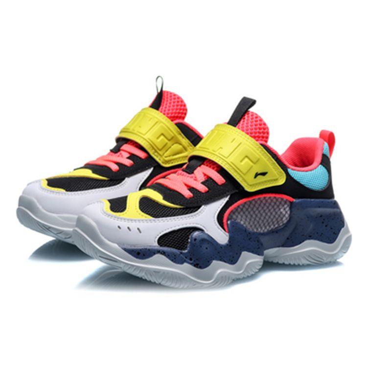 Li Ning Kids Sports Lifestyle Series Fun Childhood Wear Resistant Breathable Lightweight Sneakers Kids Sneakers Pink Yellow Blue YKCQ094-5