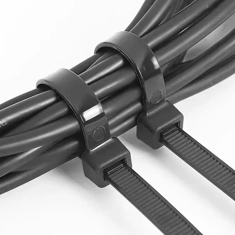 500/1000PCS Self-locking Plastic Nylon Tie Black Zip Wraps Strap Nylon Cable Tie Set Fastening Ring Loop Wire Wrap