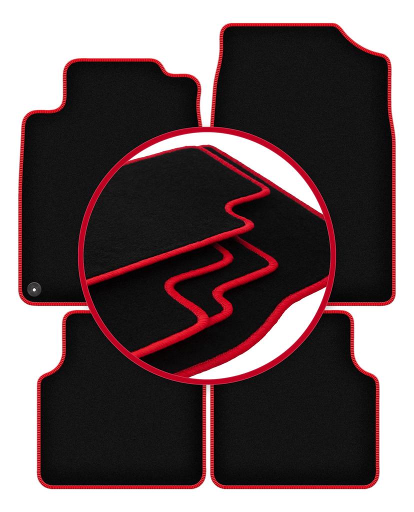 Velour floor mats with red edge for: Citroen XM break, station wagon, sedan, hatchback, liftback (1989-2000)