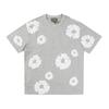 Cotton Short Sleeve T-Shirt With 3D Puff Floral Print Unisex Loose Fit Streetwear Tee