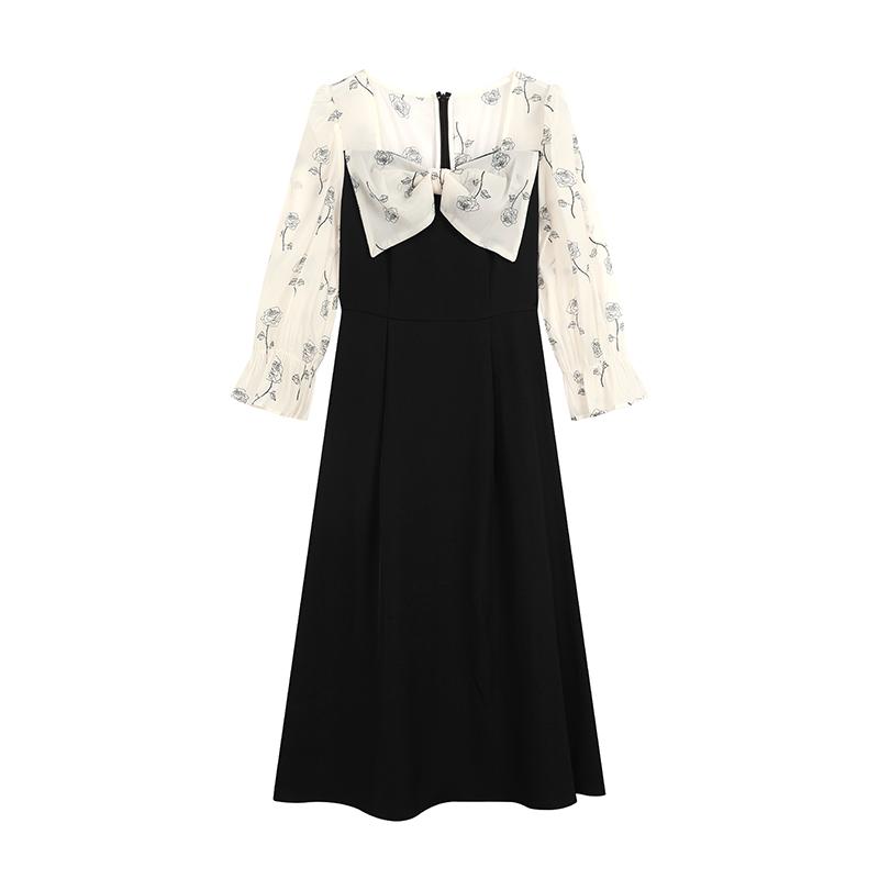 MIXMAX Casual Versatile Temperament Fashionable Age Reducing and Slimming Long-Sleeved Dress