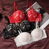 Women's Lace Bra For Female Sexy Small Chests Gathering Round Shape Cup Brassiere Steel Ring Push Up Tops Bras Intimate Lingerie