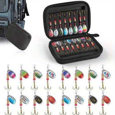 1 комплект Набор металлических спиннерных приманок Ultimate Angler's из 16 предметов — реалистичные, прочные блесны для ловли щуки и пресноводной рыбалки, зарядка не требуется