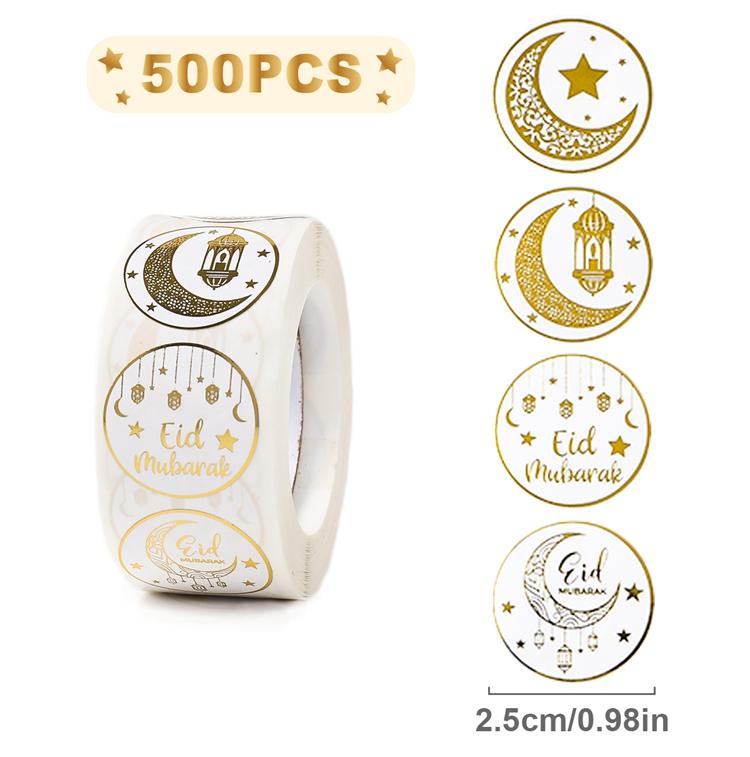 EID Mubarak Roll Stickers Ramadan Kareem Gifts Packaging Seal Stickers Islam Muslim Ramadan Decor for Home 2025 EID Gift Labels
