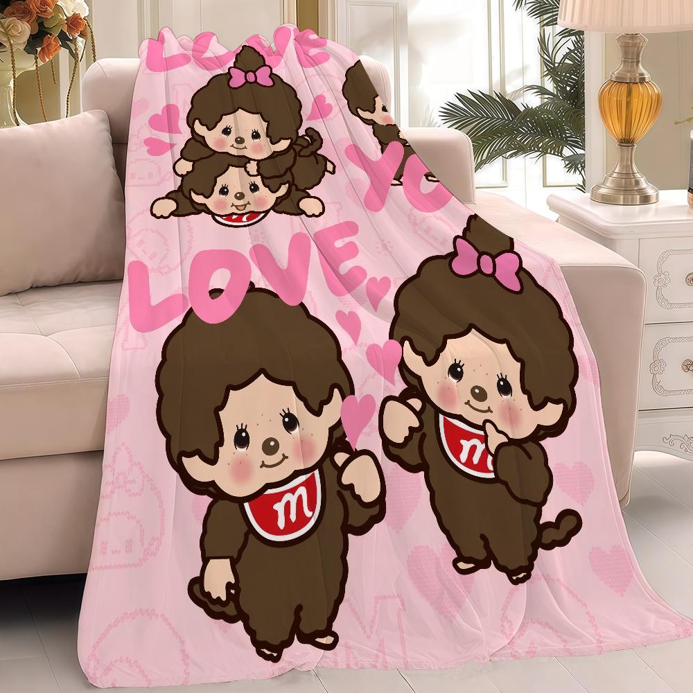 Cartoon Blanket Warm Soft Suitable For Bedroom Sofa Bed Living Room Office Travel M-Monchhichis-S Kawaii Camping Gifts