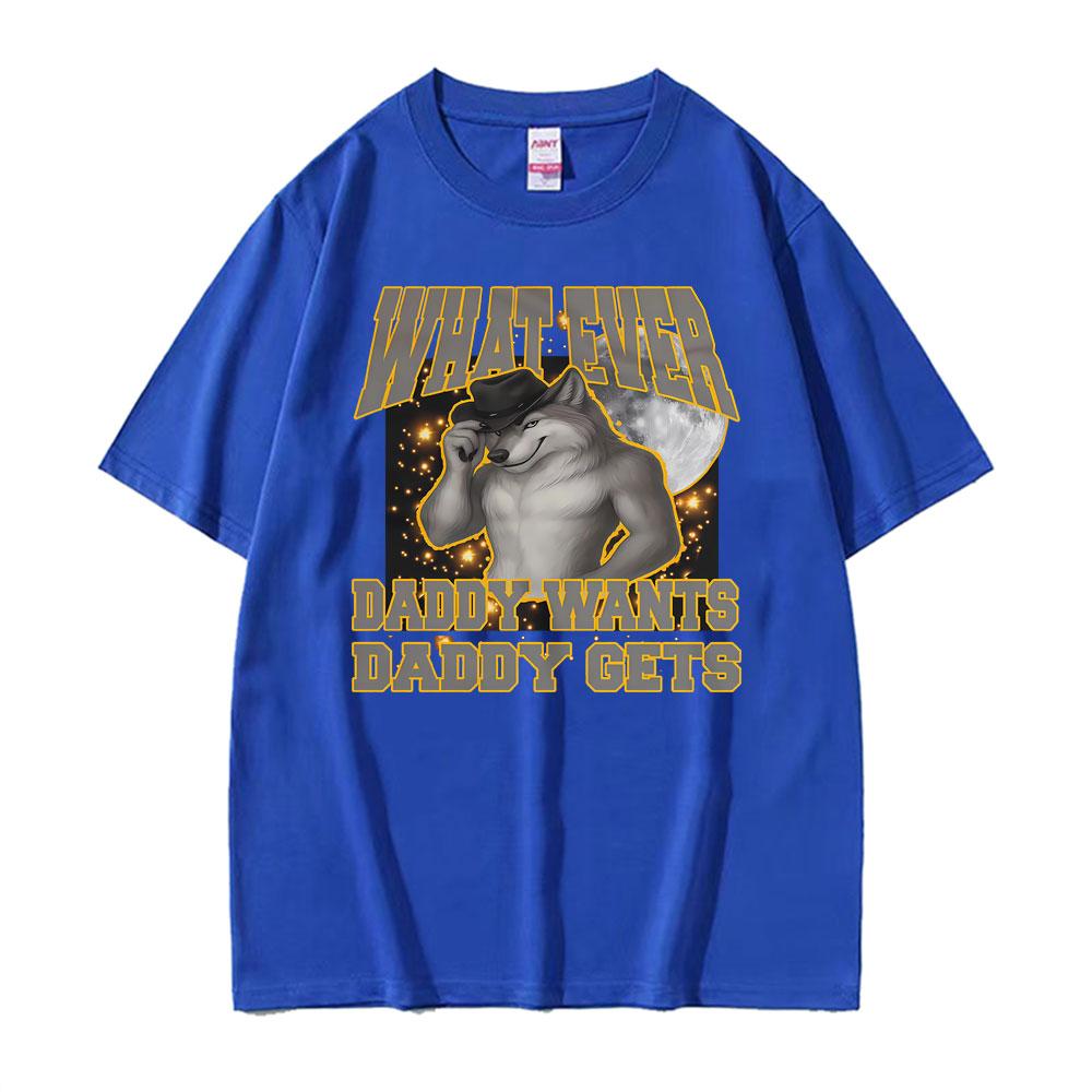Alpha Wolf Daddy Vintage Humor Gift Tee Shirt Men Women Fashion Summer Short Sleeve Tshirts Casual Oversized T Shirt Streetwear