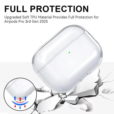 Чехол для AirPods Pro 3-го поколения 2025 Мягкий ТПУ с кольцом-брелоком и набором для чистки Аксессуары Защитная крышка для AirPods Pro 3