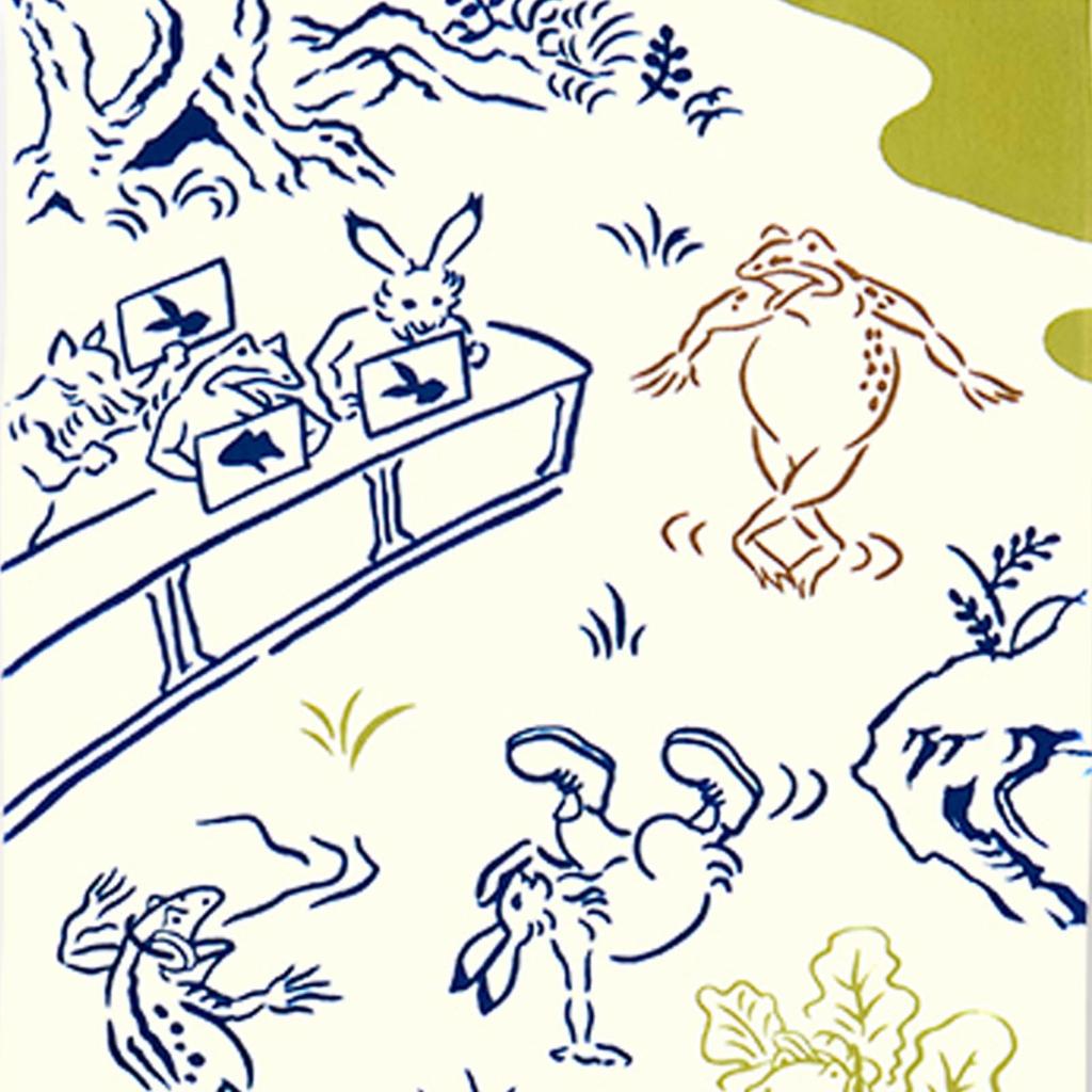 Miyamoto Towel Miyamoto Kenema Tenugui Breakdance 33 X 90cm Made In Japan Chū-dyed (Tenugui) Choju-Juju-Giga (Choju-giga) Approx.