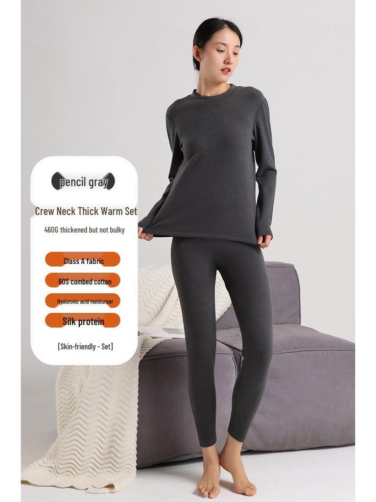 Женский теплый флисовый бархатный комплект термобелья - Утепленный, облегающий, 460 г с подогревом, пропитанный гиалуроновой кислотой зимний комплект