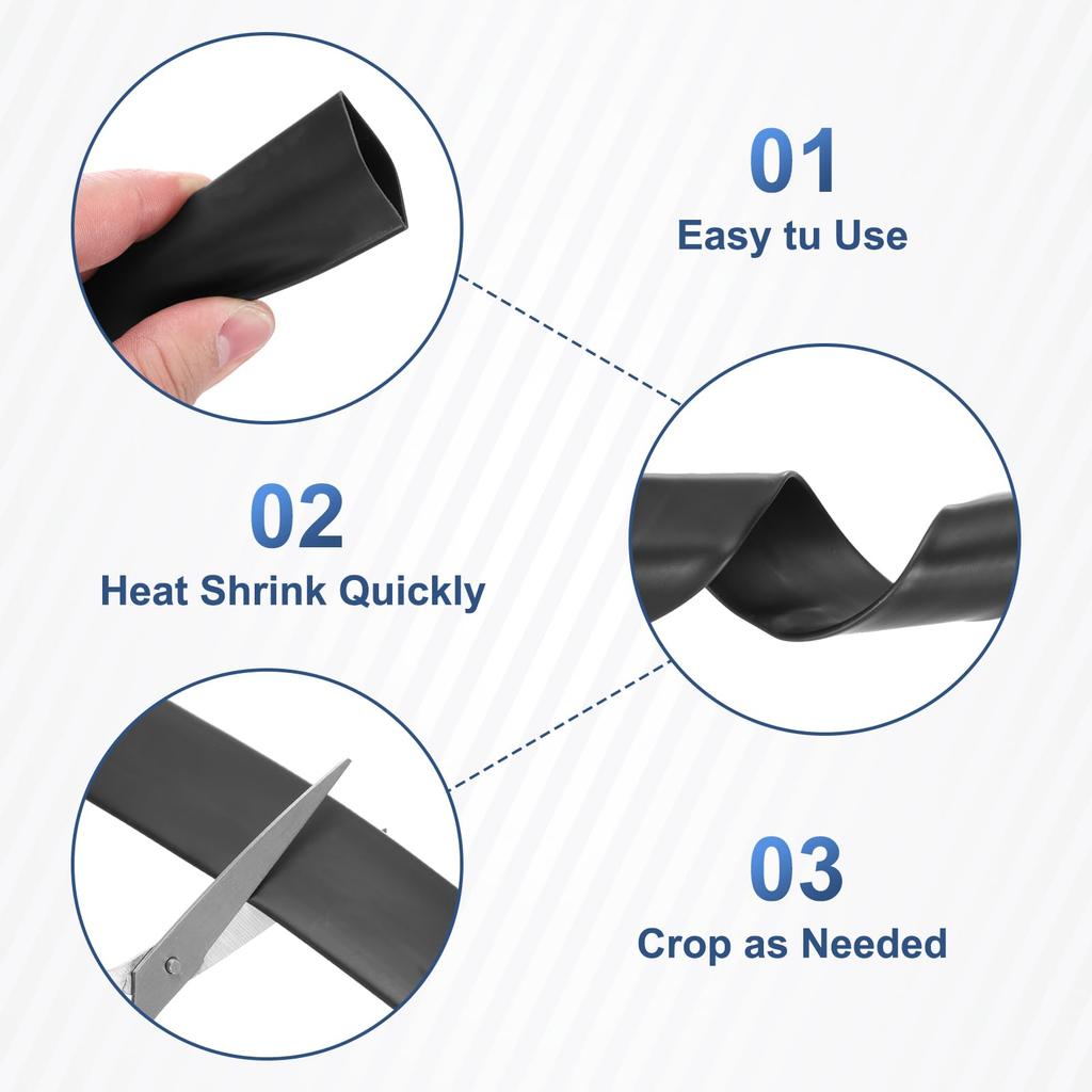 uxcell Термоусадочная трубка 1/2" Водонепроницаемая 3:1 Двухстенная Морская Клейкая Промышленная Термоусадочная Трубка Оплетка для Проводов 20 футов Черная
