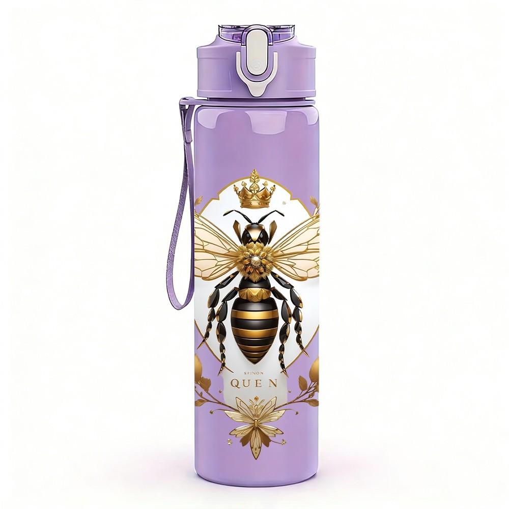 1PC Bee On Decorative Honey Frame Print 750ml Color Plastic Sports Water Bottle Leakproof Flip Straw Lid Suitable for Sports Office Home Use