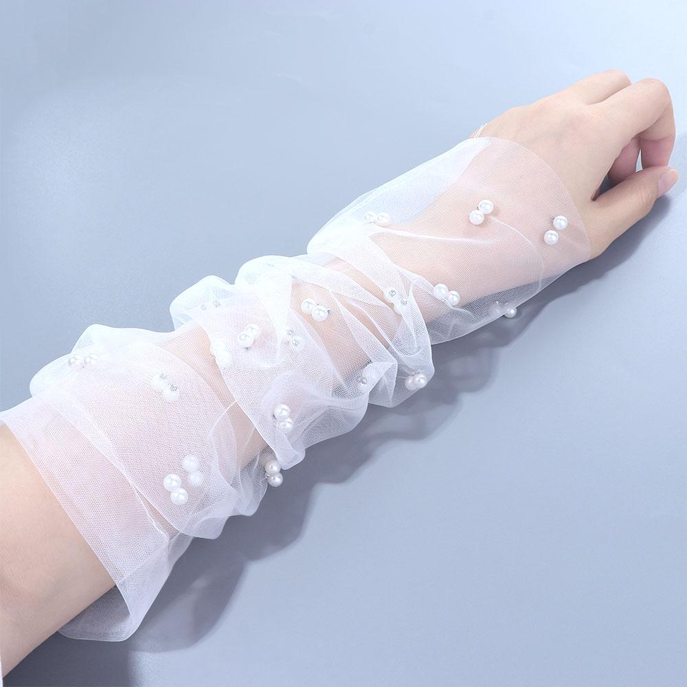 Вечеринка Жемчужной Свадьбы Шифоновые Перчатки С Длинными Пальцами Свадебные Перчатки Свадебные Аксессуары Перчатки Без Пальцев