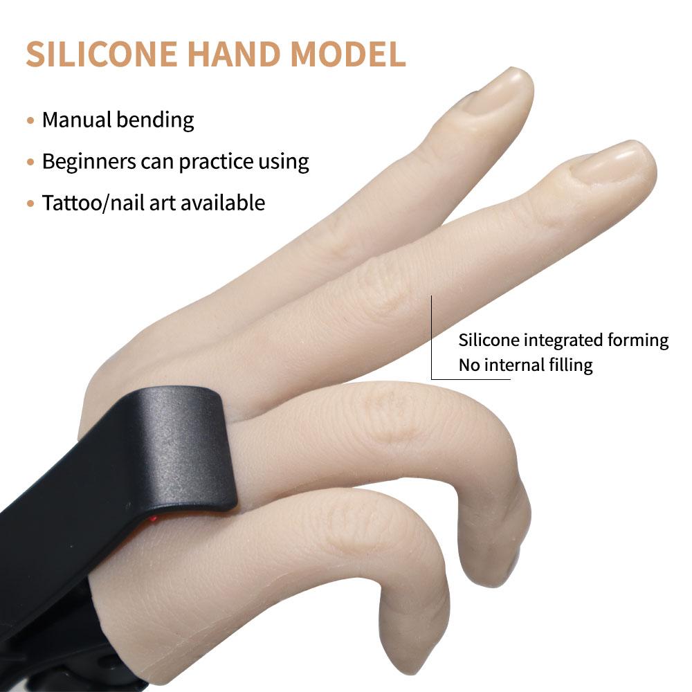 Professional Silicone Nail Practice Hand Model with Stand - Flexible Movable Fingers