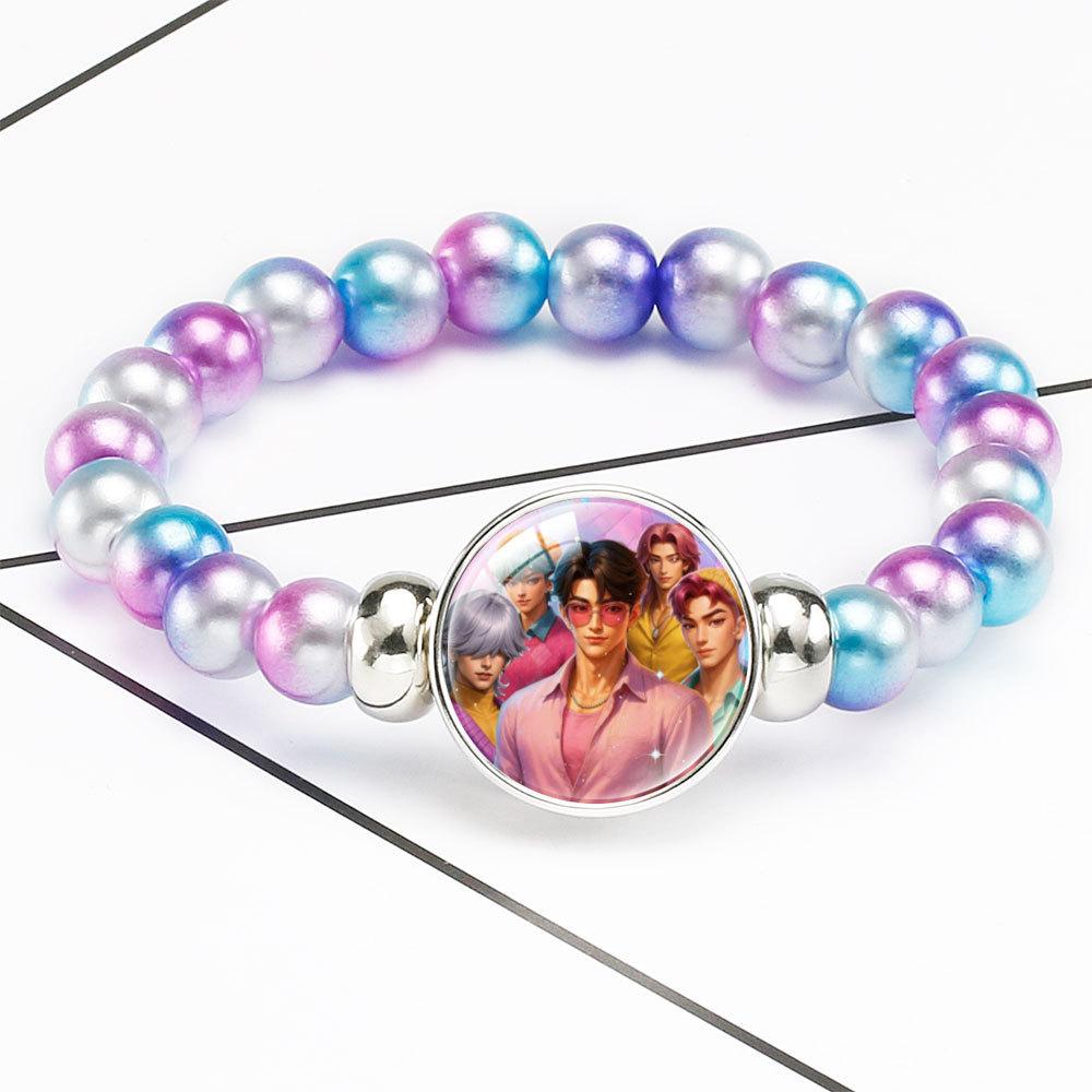 Браслет из бусин с плавным переходом цвета Rumi Zoey Mira Браслет с инкрустированным кристаллом Скрытая застежка Съемное эластичное украшение