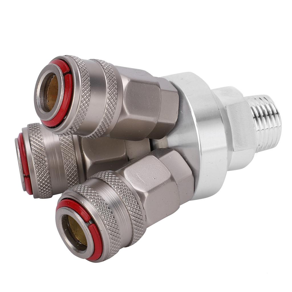 3 Way Connector Chrome Plated Pneumatic Component Carbon Steel G1 2in Thread Quick Coupler
