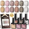 Pastel Gel Nail Polish Set 6 Colors Spring Summer Dopamine Jelly Nail Gel Low Odor Long Lasting UV/LED Cure 