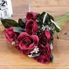 1 букет/12 головок Романтические искусственные цветы розы Свадебная вечеринка Украшение комнаты KTY