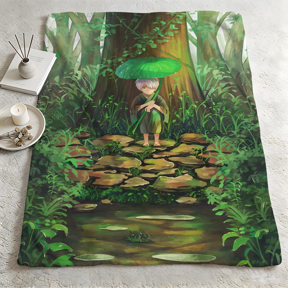 anime M-Mushishi-i Throw Warm Soft Flannel Blanket, Multi-use for Sofa Bed Camping Travel Nap
