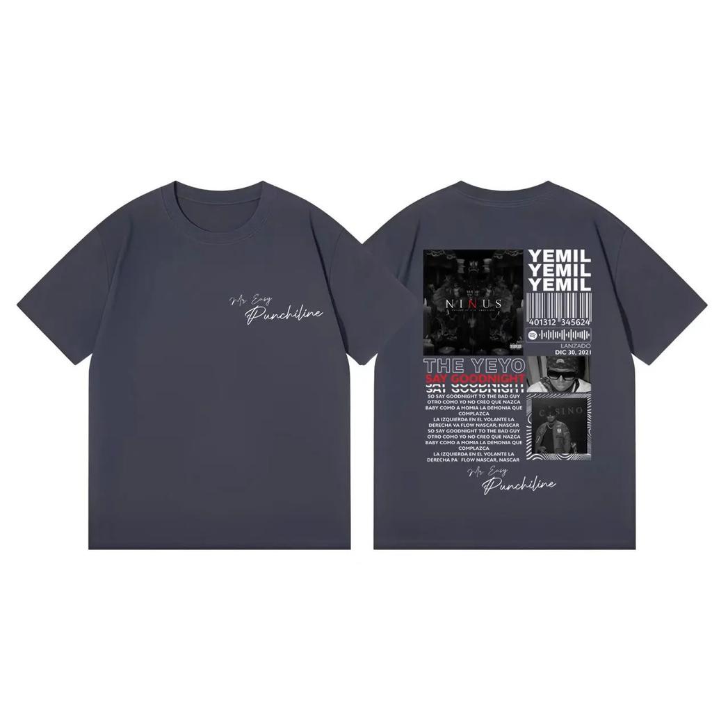 High Quality Cotton Oversized T Shirt Rapper Yemil Album Merch T-shirts Unisex Women Fashion Hip Hop Vintage Short Sleeve T-shirt