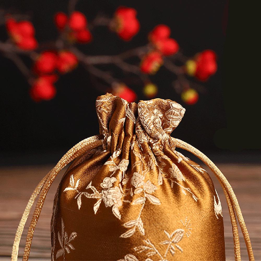 Mini Favour Gift Embroidered Party Wedding Storage Bag Pouch Satin Jewelry Packaging Bag