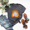 Retro Halloween Tshirt Spooky Season TShirts Cute Ghost T Shirt Fall Rainbow Tshirts Halloween Womens T Shirt Graphic Tees