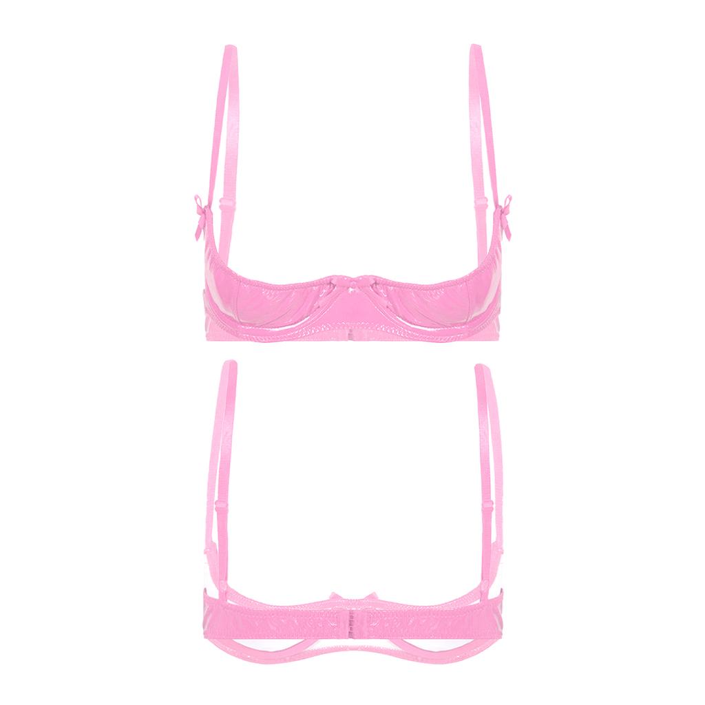 Женский глянцевый кожаный бюстгальтер с открытой чашкой груди, топы, бюстгальтеры пуш-ап, бюстье, корсет, бюстгальтер, нижнее белье, женское нижнее белье