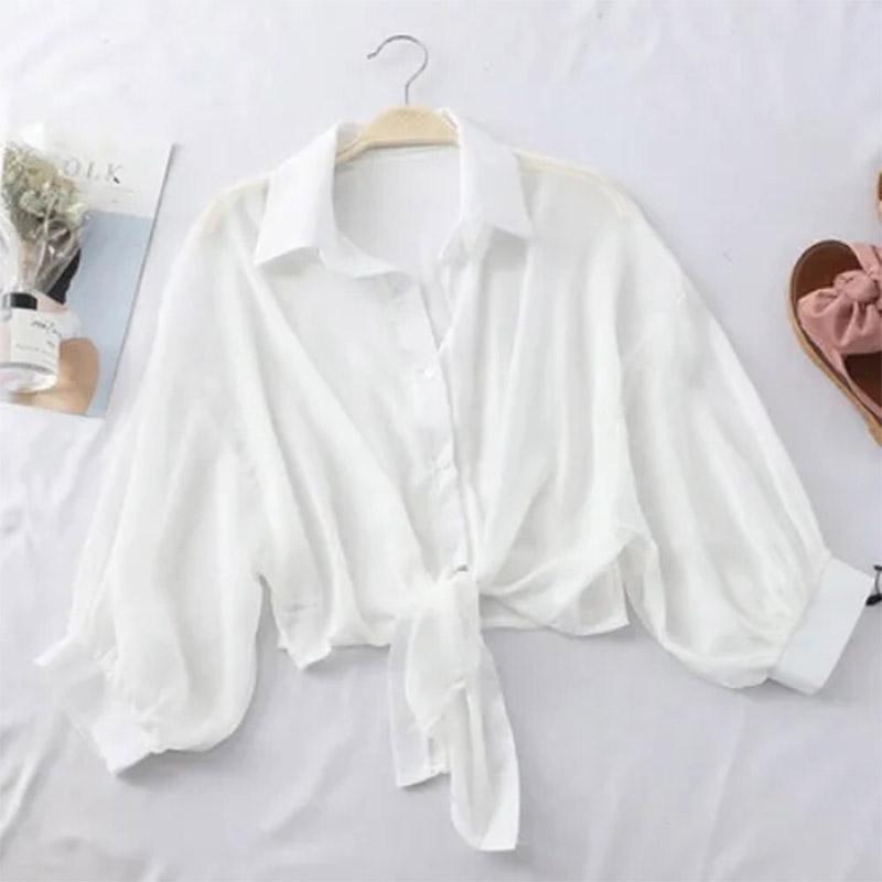 Women's Thin Chiffon Short Coat Waistcoat Summer with Skirt and Cardigan with Suspender Skirt and Shawl Thin Lace-up Coat