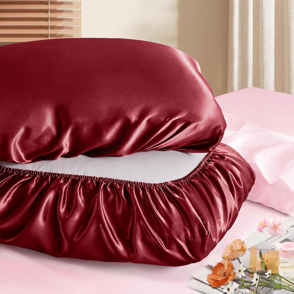 Manyshofu Атласные Наволочки для Защиты Волос - 1 шт. Темно-синие Наволочки, Эластичная Лента, Стандартный и Queen Размеры, Атласные Наволочки, Роскошные Шёлковые Наволочки