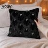Removable Washable Cushion Shells Halloween Ghost Cover, Fuzzy Throw Pillow 18x18 Inch Versatile Square Covers Plush Case for Sofa Couch Home Holiday