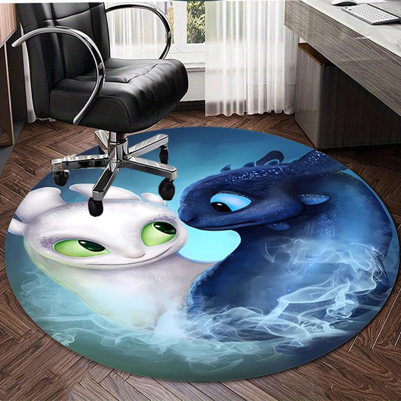 1pc Toothless2 Design Printed Area Round Carpet for Bedroom Living Room Home Decor Rugs Mat Non Slip Mat Rug for Bedside